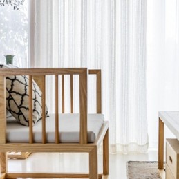 Striped Jacquard Sheer Curtains Solid Voile Tulle For Living Room