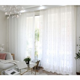 Breathable Sheer Curtain Made to Measure Curtain White All match Embroidery Living Room