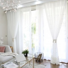 Breathable Sheer Curtain Made to Measure Curtain White All match Embroidery Living Room