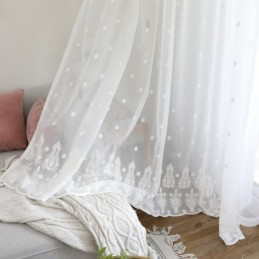Breathable Sheer Curtain Made to Measure Curtain White All match Embroidery Living Room
