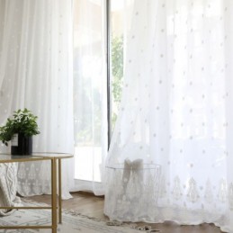 Breathable Sheer Curtain Made to Measure Curtain White All match Embroidery Living Room