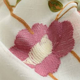Modern Minimalist Voile Curtain Made to Measure Curtain Panel Linen Window Sheer Pink Leaf Embroidery One
