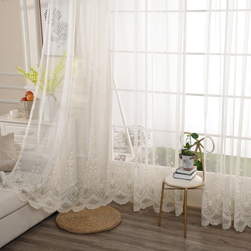 Decorative Sheer Curtain Made to Measure Curtain Plant Embroidered Tulle Living Room Bedroom