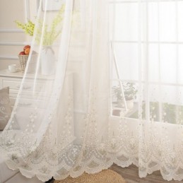 Decorative Sheer Curtain Made to Measure Curtain Plant Embroidered Tulle Living Room Bedroom