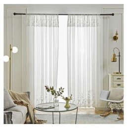 Solid Color Lace Sheer Curtain Made to Measure Curtain Panel Voile Bay Window Bedroom