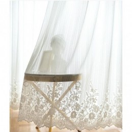 Solid Color Lace Sheer Curtain Made to Measure Curtain Panel Voile Bay Window Bedroom