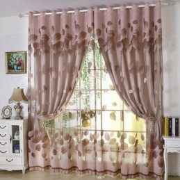 Minimalist Voile Curtain Made to Measure Curtain Panle Refreshing Leaves Jacquard