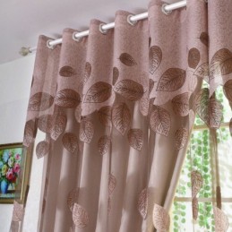 Minimalist Voile Curtain Made to Measure Curtain Panle Refreshing Leaves Jacquard