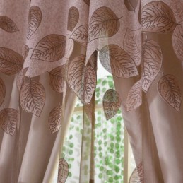 Minimalist Voile Curtain Made to Measure Curtain Panle Refreshing Leaves Jacquard