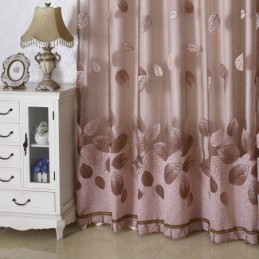 Minimalist Voile Curtain Made to Measure Curtain Panle Refreshing Leaves Jacquard
