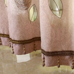 Minimalist Voile Curtain Made to Measure Curtain Panle Refreshing Leaves Jacquard