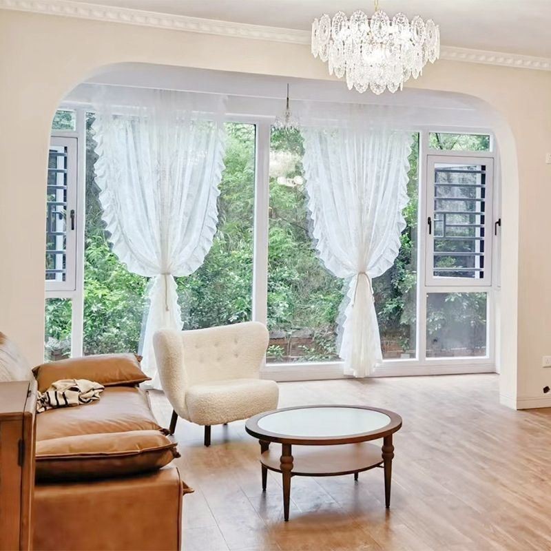 European Embroidered Sheer Curtain Made to Measure Curtain White Tulle Curtains For Living Room Bedroom