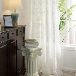 European Embroidered Sheer Curtain Made to Measure Curtain White Tulle Curtains For Living Room Bedroom