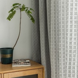 Nordic Plaid Tulle Curtain...