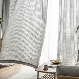Nordic Plaid Tulle Curtain Made to Measure Curtain Warp knitting Sheer For Living Room