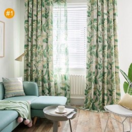 American Rural Curtain Made to Measure Curtain Bedroom Printed Green Environment Protective Fabric