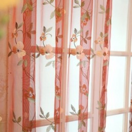 Pastoral Style Sheer Curtain Made to Measure Curtain Fresh Ventilate Embroidery Living Room