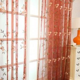 Pastoral Style Sheer Curtain Made to Measure Curtain Fresh Ventilate Embroidery Living Room