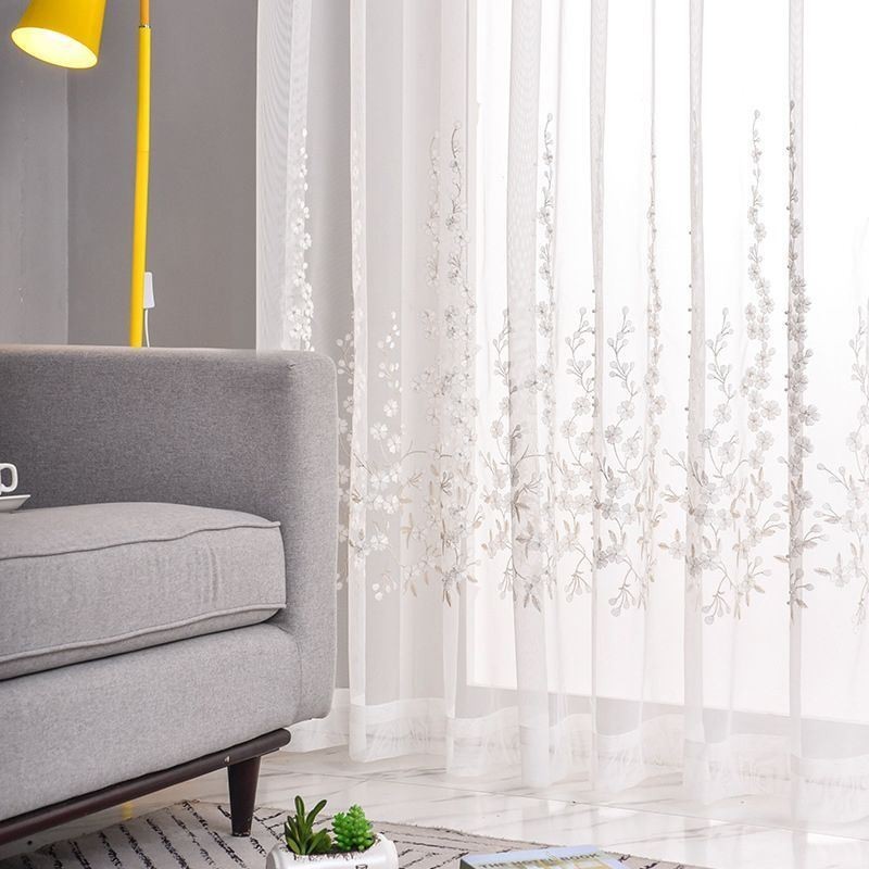 Decorative Sheer Curtain Made to Measure Curtain Plant Embroidered Tulle Curtains Living Room Bedroom