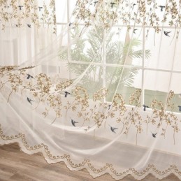 Decorative Sheer Curtain Made to Measure Curtain Plant Embroidered Tulle Curtains Living Room Bedroom
