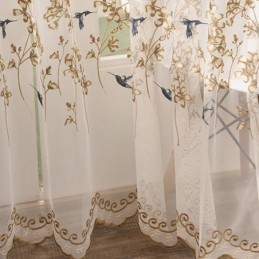 Decorative Sheer Curtain Made to Measure Curtain Plant Embroidered Tulle Curtains Living Room Bedroom