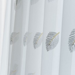Nordic Simple Sheer Curtain Made to Measure Curtain Rural Leaves White Embroidery Bedroom Living Room Fabric