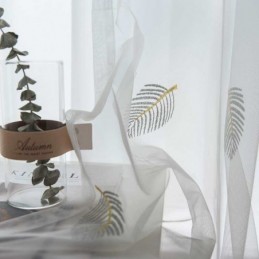 Nordic Simple Sheer Curtain Made to Measure Curtain Rural Leaves White Embroidery Bedroom Living Room Fabric