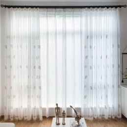 Nordic Simple Sheer Curtain Made to Measure Curtain Rural Leaves White Embroidery Bedroom Living Room Fabric