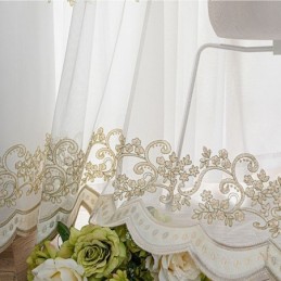 Modern Minimalist Sheer Curtain Made to Measure Curtain Plant Embroidered Tulle Curtains For Living Room Bedroom