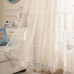 Decorative Sheer Curtain Made to Measure Curtain Embroidered Tulle For Living Room