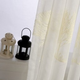 Breathable Sheer Curtain Made to Measure Curtain Tree Texture Embroidery Living Room