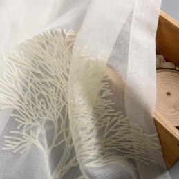 Breathable Sheer Curtain Made to Measure Curtain Tree Texture Embroidery Living Room