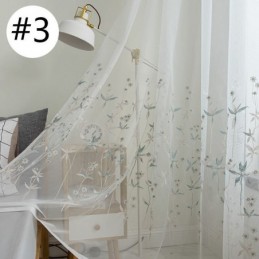 Modern Decorative Sheer Curtain Made to Measure Curtain Plant Embroidered Tulle Curtains For Bedroom