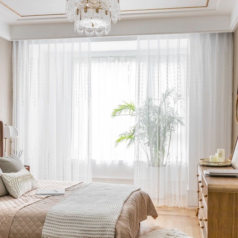 European Embroidered Sheer Curtains Voile Panel Drape For Living Room Bedroom