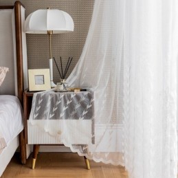 European Embroidered Sheer Curtains Voile Panel Drape For Living Room Bedroom