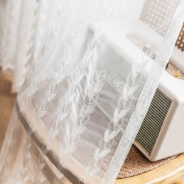 European Embroidered Sheer Curtains Voile Panel Drape For Living Room Bedroom