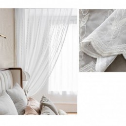 European Embroidered Sheer Curtains Voile Panel Drape For Living Room Bedroom
