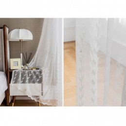 European Embroidered Sheer Curtains Voile Panel Drape For Living Room Bedroom