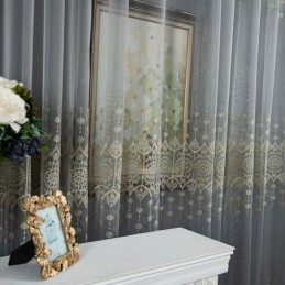 Geometric Tulle Curtain Made to Measure Curtain Nordic Embroidered Delicate Window Treatment Tenda