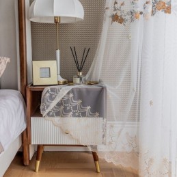 Flower Tulle Curtains White Voile Sheer For Living Room