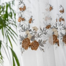 Flower Tulle Curtains White Voile Sheer For Living Room