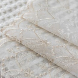 Flower Tulle Curtains White Voile Sheer For Living Room