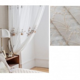 Flower Tulle Curtains White Voile Sheer For Living Room