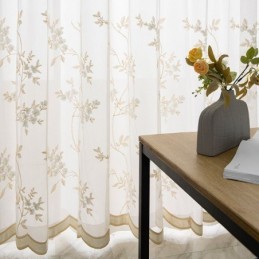 Embroidered Sheer Tulle Curtains Plant Voile Curtain Made to Measure Curtain For Living Room