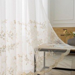 Embroidered Sheer Tulle Curtains Plant Voile Curtain Made to Measure Curtain For Living Room