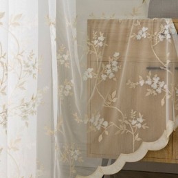 Embroidered Sheer Tulle Curtains Plant Voile Curtain Made to Measure Curtain For Living Room