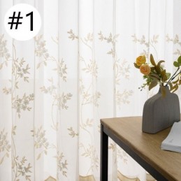 Embroidered Sheer Tulle Curtains Plant Voile Curtain Made to Measure Curtain For Living Room