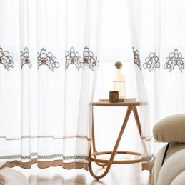 Embroidered Sheer Tulle Curtains Elegant Drapes Cortinas For Living Room
