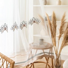 Embroidered Sheer Tulle Curtains Elegant Drapes Cortinas For Living Room