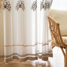 Embroidered Sheer Tulle Curtains Elegant Drapes Cortinas For Living Room
